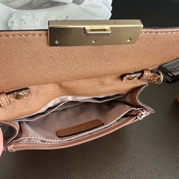 MICHAEL KORS Snake Leather Print Brown Gold Color Crossbody Bag Mini - Picture 5 of 9